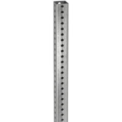 TAPCO - 12' High, Galvanized Traffic Sign Post - Steel, 7/16" Hole Diam, Silver - Eagle Tool & Supply