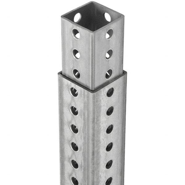 TAPCO - 4' High, Galvanized Traffic Sign Post - Steel, 7/16" Hole Diam, Silver - Eagle Tool & Supply