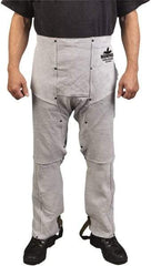 MCR Safety - Size Universal Leather Welding Chaps - No Pockets, 38" Inseam, Gray - Eagle Tool & Supply