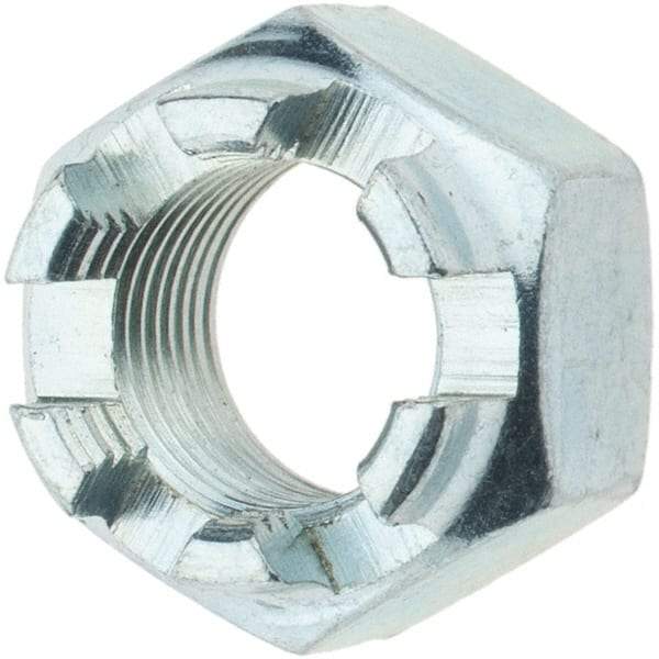 Value Collection - 1/2-20 UNF Grade 5 Steel Castle Locknut - Zinc-Plated Finish - Eagle Tool & Supply