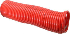 PRO-SOURCE - 3/8" ID, 3/8 Thread, 50' Long, Red Nylon Coiled & Self Storing Hose - 225 Max psi, Male Swivel x Male Swivel - Eagle Tool & Supply