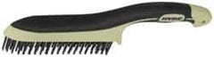 Hyde Tools - 1-1/8 Inch Trim Length Steel Scratch Brush - 6" Brush Length, 11-3/4" OAL, 1-1/8" Trim Length, Plastic with Rubber Overmold Ergonomic Handle - Eagle Tool & Supply