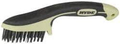 Hyde Tools - 1-1/8 Inch Trim Length Steel Scratch Brush - 3-1/4" Brush Length, 8-3/4" OAL, 1-1/8" Trim Length, Plastic with Rubber Overmold Ergonomic Handle - Eagle Tool & Supply