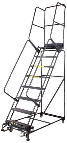 Ballymore - 135" 9 Step Ladder - Rolling Safety Ladder, 450 Lb Capacity, 90" Platform Height, 32" Base Width x 68" Base Depth, Grip Strut - Eagle Tool & Supply