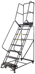 Ballymore - 153" 12 Step Ladder - Rolling Safety Ladder, 450 Lb Capacity, 120" Platform Height, 40" Base Width x 87" Base Depth, Perforated Tread - Eagle Tool & Supply