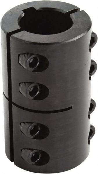 Climax Metal Products - 1-1/2" Inside x 2-5/8" Outside Diam, Two Piece Rigid Coupling with Keyway - 3-7/8" Long x 3/8" Keyway Width x 3/16" Keyway Depth - Eagle Tool & Supply