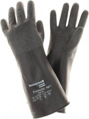 North - Size XL (10), 14" Long, 14 mil Thick, Butyl Chemical Resistant Gloves - Rough Finish, Rolled Cuff, Black, FDA Approved - Eagle Tool & Supply