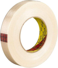 3M - 18mm x 55m Translucent Rubber Adhesive Strapping Tape - Polyester Yarn Filament-Reinforced Backing, 7.7 mil Thick, 270 Lb Tensile Strength, Series 880 - Eagle Tool & Supply