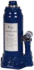 Value Collection - 6 Ton Capacity Side Pump Bottle Jack - 8-1/2" to 16-5/8" High, 5-1/4" Piston Stroke, 2-7/8" Screw Length, 13/16" Screw Diam, 1.3" Plunger Diam, 4-3/8" Long x 4" Wide Base - Eagle Tool & Supply