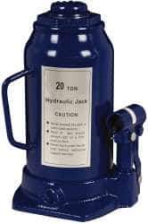 Value Collection - 20 Ton Capacity Side Pump Bottle Jack - 9-1/2" to 18-5/8" High, 6" Piston Stroke, 3-1/8" Screw Length, 1-1/2" Screw Diam, 2.2" Plunger Diam, 6-1/4" Long x 5-7/8" Wide Base - Eagle Tool & Supply