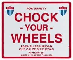 Value Collection - "Chock Your Wheels", Aluminum Safety Sign - Use for Accident Prevention - Eagle Tool & Supply