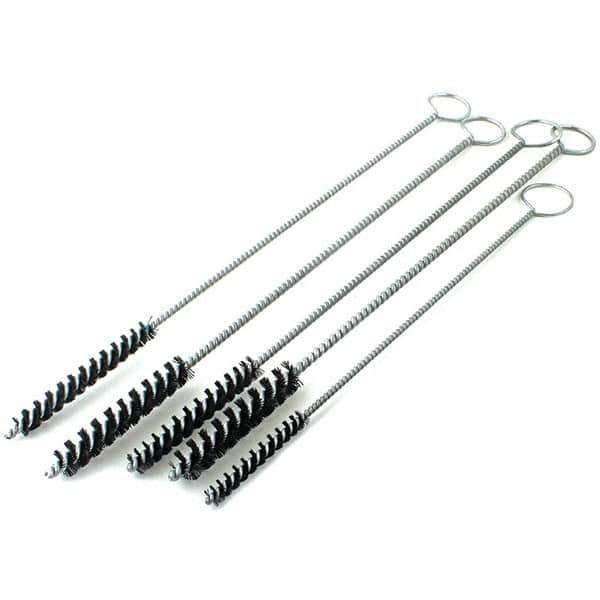 Brush Research Mfg. - 3/4" Diam Helical Nylon Tube Brush - Single Spiral, 0.017" Filament Diam, 3" Brush Length, 40" OAL, 0.245" Diam Galvanized Steel Shank - Eagle Tool & Supply