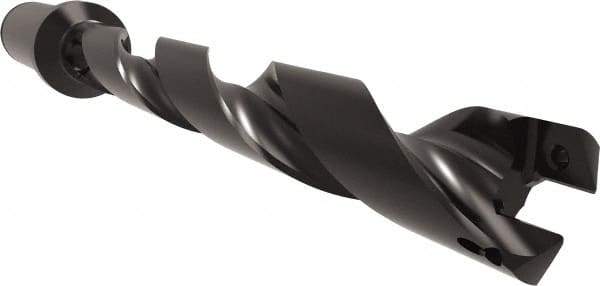 Allied Machine and Engineering - Series 22, 22 to 24mm Diam, 1" Diam Straight Shank with Flange, Helical Flute Spade Drill - 6-39/64" Max Depth, 7-59/64" Body Length, 10-13/64" OAL, Standard Length, Through Coolant - Eagle Tool & Supply