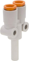 SMC PNEUMATICS - 5/32" OD, Brass/Polybutylene Push-to-Connect Plug-In Y - 145 Max psi, 5/32" Stem Diam - Eagle Tool & Supply