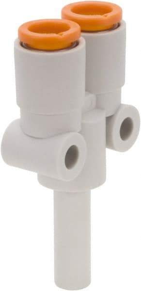 SMC PNEUMATICS - 1/8" OD, Brass/Polybutylene Push-to-Connect Plug-In Y - 145 Max psi, 1/8" Stem Diam - Eagle Tool & Supply