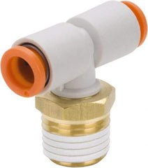 SMC PNEUMATICS - 5/16" Outside Diam, 1/4 NPT, Brass/Polybutylene Push-to-Connect Tube Male Branch Tee - 145 Max psi - Eagle Tool & Supply