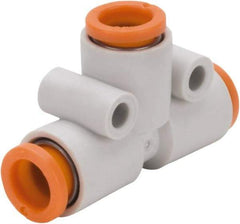 SMC PNEUMATICS - 3/8" OD, Brass/Polybutylene Push-to-Connect Union Tee - 145 Max psi - Eagle Tool & Supply