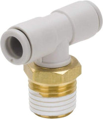 SMC PNEUMATICS - 6mm Outside Diam, 3/8 BSPT, Brass/Polybutylene Push-to-Connect Tube Male Branch Tee - 145 Max psi - Eagle Tool & Supply