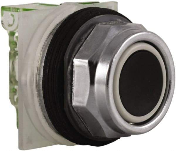 Schneider Electric - 30mm Mount Hole, Flush, Pushbutton Switch with Contact Block - Octagon, Black Pushbutton, Momentary (MO) - Eagle Tool & Supply