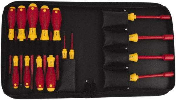 Wiha - 15 Piece 1/4 to 1/2" Insulated Nutdriver Set - Cushion Grip Handle - Eagle Tool & Supply