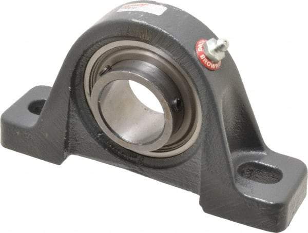 Browning - 1-7/16" ID, 6-3/4" OAL x 3-11/16" OAH Pillow Block - 3,493 Lb Static Cap, 5,782 Lb Dyn Cap, 5" Btw Mnt Hole Ctrs, 1-7/8" Base-to-Ctr Ht, Cast Iron - Eagle Tool & Supply