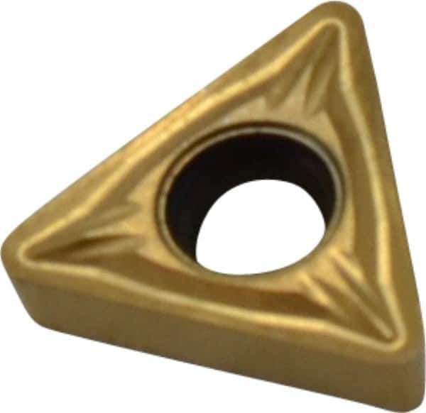 Seco - TCMT21.52 MF2 Grade CP500 Carbide Turning Insert - TiAlN/TiN Finish, 60° Triangle, 1/4" Inscr Circle, 3/32" Thick, 1/32" Corner Radius - Eagle Tool & Supply