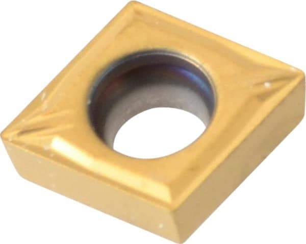Seco - CCMT21.50.5 MF2 Grade CP500 Carbide Turning Insert - TiAlN/TiN Finish, 80° Diamond, 1/4" Inscr Circle, 3/32" Thick, 0.0078" Corner Radius - Eagle Tool & Supply