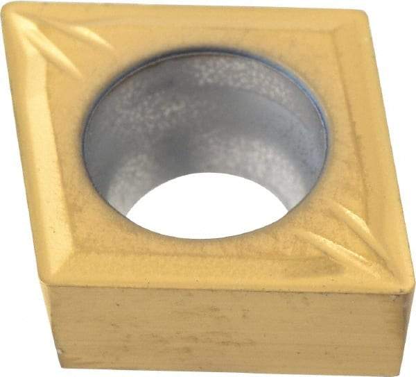 Seco - CCGT32.51 MF2 Grade CP500 Carbide Turning Insert - TiAlN/TiN Finish, 80° Diamond, 3/8" Inscr Circle, 5/32" Thick, 1/64" Corner Radius - Eagle Tool & Supply