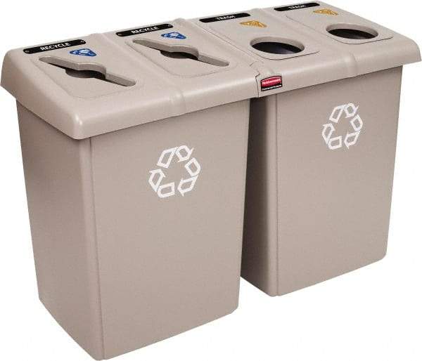 Rubbermaid - 92 Gal Beige Rectangle Recycling Container - Plastic, 902mm High x 1346.2mm Long x 24" Wide - Eagle Tool & Supply