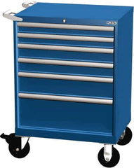 LISTA - 6 Drawer 165 Lb Capacity Steel Tool Roller Cabinet - 28-1/4" Wide x 41-1/2" High x 21-1/2" Deep, Roller Bearing Drawer Slides, Blue - Eagle Tool & Supply