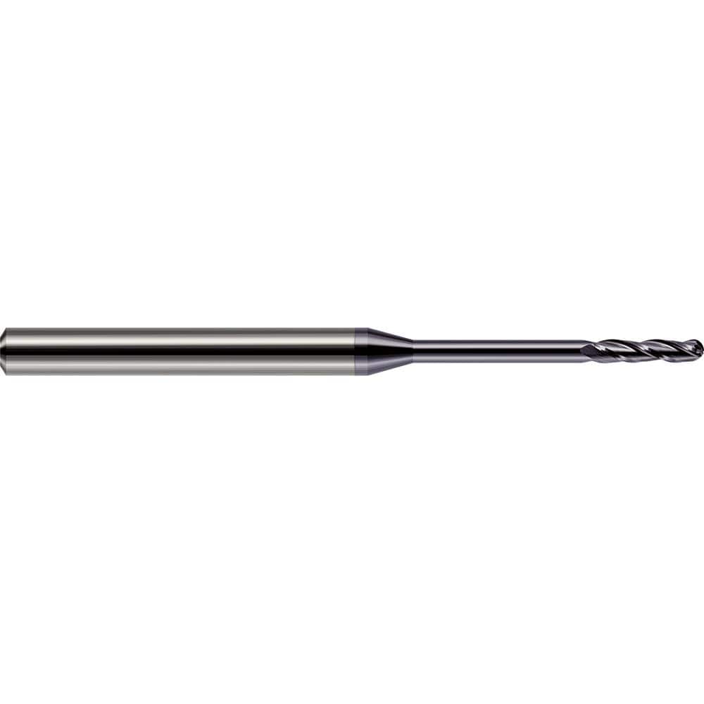 Harvey Tool - Ball End Mills; Mill Diameter (mm): 1.90 ; Mill Diameter (Decimal Inch): 0.0750 ; Number of Flutes: 3 ; Length of Cut (Inch): 1/2 ; Length of Cut (Decimal Inch): 0.5000 ; Material: Solid Carbide