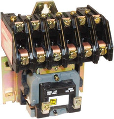 Square D - No Enclosure, 6 Pole, Electrically Held Lighting Contactor - 20 A (Tungsten), 30 A (Fluorescent), 24 VAC at 60 Hz, 6NO Contact Configuration - Eagle Tool & Supply