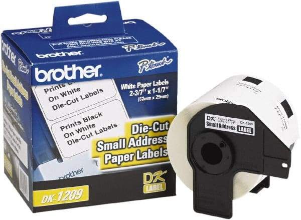 Brother - 1.1" Wide x 2-3/16" Long, White Paper Shipping Label - For PC Label Printers - Eagle Tool & Supply