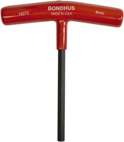 Bondhus - 8mm Hex, T-Handle Cushion Grip, Hex Key - 152mm OAL, Metric System of Measurement - Eagle Tool & Supply