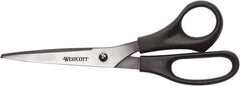 Westcott - 3-19/64" LOC, 8" OAL Stainless Steel Standard Standard - Plastic Straight Handle, For General Purpose Use - Eagle Tool & Supply