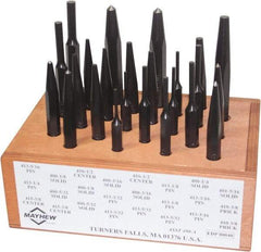 Mayhew - 24 Piece, 1/8 to 1/2", Center, Pin & Prick Starter Punch Set - Hex Shank, Steel, Comes in Boxed - Eagle Tool & Supply