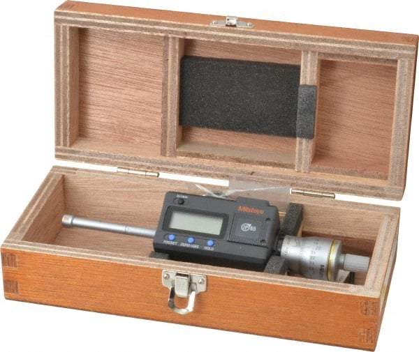 Mitutoyo - 0.35" to 0.425", IP65, TiN Finish, Electronic Inside Micrometer - 0.00005" Resolution, 0.0001" Accuracy - Eagle Tool & Supply