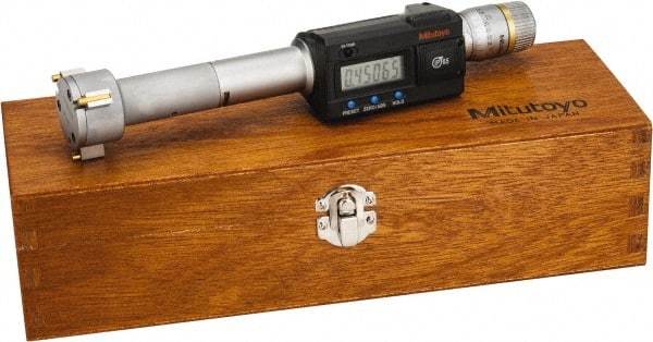 Mitutoyo - 1.2" to 1.6", IP65, TiN Finish, Electronic Inside Micrometer - 0.00005" Resolution, 0.00015" Accuracy - Eagle Tool & Supply