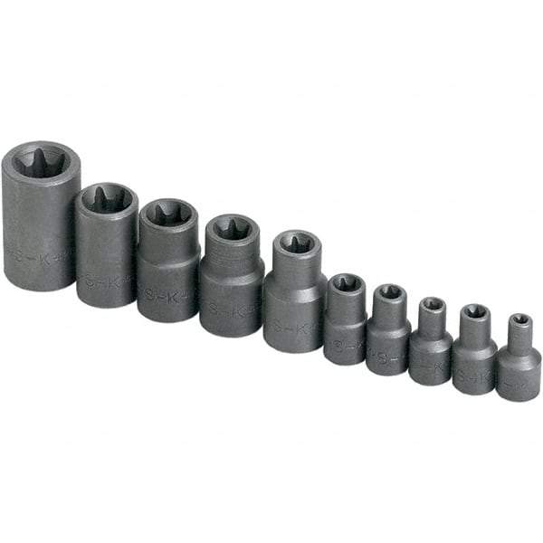 SK - 1/4" Drive Standard Socket Set - E4 to E18 Torx, Torx Measurement Standard - Eagle Tool & Supply