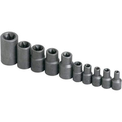 SK - 1/4" Drive Standard Socket Set - E4 to E18 Torx, Torx Measurement Standard - Eagle Tool & Supply