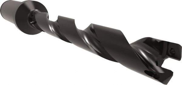 Allied Machine and Engineering - Series 11, 11 to 12mm Diam, 5/8" Diam Straight Shank with Flange, Helical Flute Spade Drill - 3-19/64" Max Depth, 4-11/32" Body Length, 6-7/32" OAL, Standard Length, Through Coolant - Eagle Tool & Supply