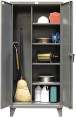 Strong Hold - 4 Shelf Combination Storage Cabinet - Steel, 48" Wide x 24" Deep x 72" High, Dark Gray - Eagle Tool & Supply