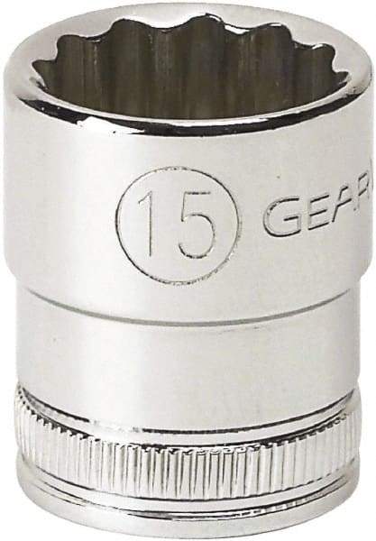 GearWrench - 3/8" Drive, Standard Hand Socket - 12 Points, 0.984" OAL, Alloy Steel, Full Polish Finish - Eagle Tool & Supply