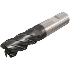 Iscar - 20mm, 38mm LOC, 20mm Shank Diam, 104mm OAL, 4 Flute, Solid Carbide Square End Mill - Single End, TiAlN Finish, Spiral Flute, 45° Helix, Right Hand Cut, Right Hand Flute - Eagle Tool & Supply