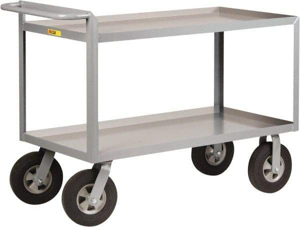 Little Giant - 1,500 Lb Capacity, 2 Shelf, Steel Shelf Truck - 36" Long x 24" Wide x 38-1/2" High, 10" Diam Solid Rubber Wheels - Eagle Tool & Supply