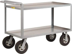 Little Giant - 1,500 Lb Capacity, 2 Shelf, Steel Shelf Truck - 36" Long x 24" Wide x 38-1/2" High, 10" Diam Solid Rubber Wheels - Eagle Tool & Supply