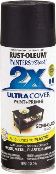 Rust-Oleum - Black, Semi Gloss, Enamel Spray Paint - 8 Sq Ft per Can, 12 oz Container, Use on Multipurpose - Eagle Tool & Supply
