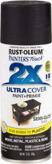 Rust-Oleum - Black, Semi Gloss, Enamel Spray Paint - 8 Sq Ft per Can, 12 oz Container, Use on Multipurpose - Eagle Tool & Supply