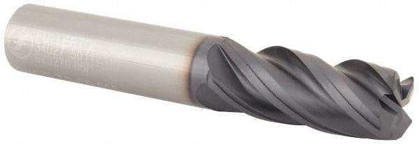 Made in USA - 1/2", 4 Flute, Single End, Solid Carbide, 0.06" Corner Radius End Mill - 3" OAL, Right Hand Flute, 1-1/4" LOC, Right Hand Cut - Eagle Tool & Supply