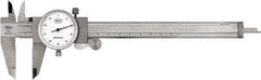 Mahr - 0mm to 150mm Range, 0.01 mm Graduation, 1mm per Revolution, Dial Caliper - White Face, 40mm Jaw Length - Eagle Tool & Supply